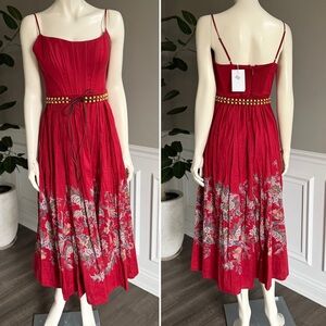 ZIMMERMANN Rhiannon Paisley Midi Dress Corset Belted Red Paisley Sz 1 $1,090 NWT